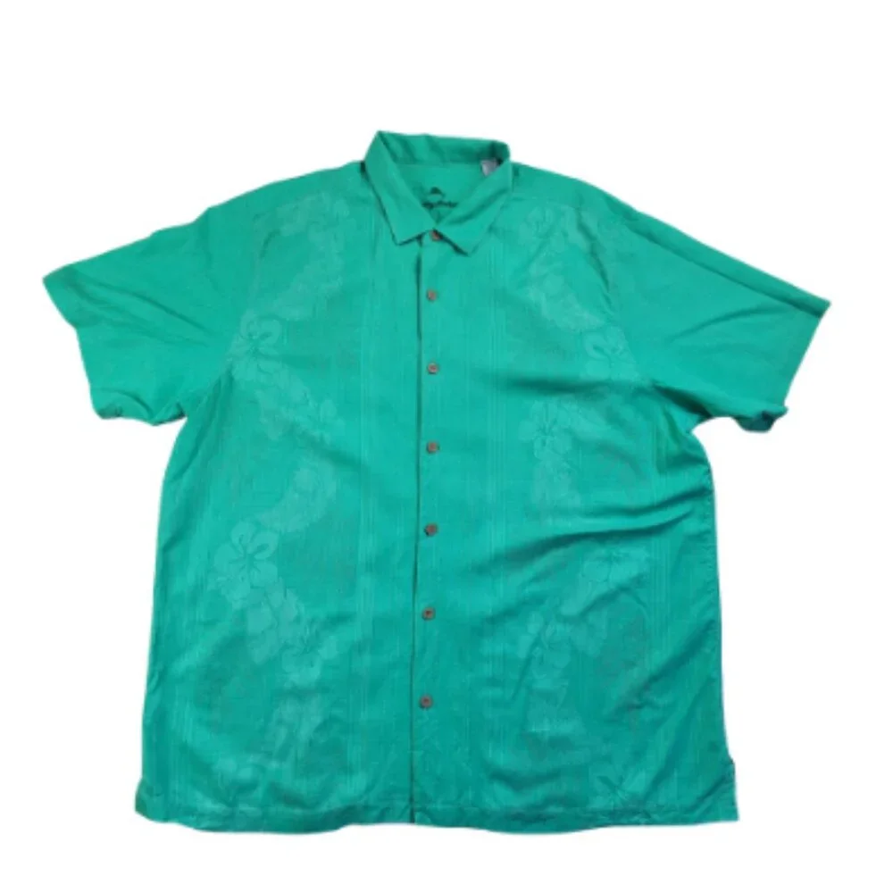 Tommy Bahama 100% Silk Bali Border Camp Shirt Size 2XLT - Picture 13 of 13